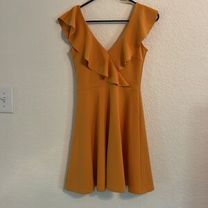 Ruffled neck mini dress